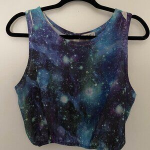 LA Hearts sleeveless galaxy crop top